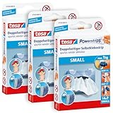 tesa Powerstrips Small im 3er Pack - Doppelseitige Klebestreifen zur Montage von Gegenständen auf glatten Oberflächen - Bis zu 1 kg Halteleistung - insgesamt 42 Powerstrips