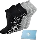 4 Paar Sneaker Yoga Socken Damen Stoppersocken, Pilates Rutschfeste Socken Antirutschsocken Mädchen für Trampolin Zuhause Fitness Krankenhaus Schwarz Grau
