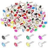 100 Stück Rundkopfklammern Bunte Musterklammern Mini Brads Scrapbooking Brads Metall Musterbeutelklammern Für Schule Büro Papier Briefklammern Basteln Handwerk DIY