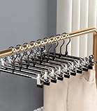 10 Stück Kleiderbügel Klammerbügel, 30cm Hosenbügel aus Metall, Hosen kleiderbügel platzsparend, Kleiderbügel mit Anti-Rutsch Klammern, kleiderbügel röcke Clothes Hangers with Non-Slip Clips Schwarz