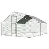 Redkid 12m² Metall Freilaufgehege Hühnerstall 3x4x2m - Mit Wasserdichtetem PE-Tuch und Sicherheitsschloss - hühnergehege freilauf groß für Hühner, Kaninchen und Verschiedene Kleintiere (3×4×2m)
