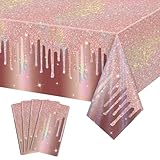 APUXXJUPA 4 Stück Roségold-Tischdecken, 130 x 220 cm, Roségold, Geburtstagstischdecke für Mädchen und Frauen, 16., 18., 21., 30., 40. Geburtstag