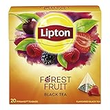 Lipton Schwarzer Tee Waldfrucht für echte Teegenießer aus nachhaltigem Anbau 20 Pyramidenbeutel 1 Packung 3er Pack