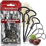 WEIDEBACH® 6-teiliges Kastanienbohrer Set, 1,5-6 mm Bohrer inkl. 20 Zahnstocher zum Basteln, Kastanien-Bastelset, Kastanienset, Kastanienmännchen Bastelset, Holzbohrer Handbohrer für Kastanien