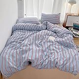 HAIBA Bettwäsche 150 x 200 cm Baumwolle 3teilig - Bettwäsche-Sets Blau Bettbezug aus 100% Baumwolle weiche und komfortable Ganzjahres Bettbezug mit 1 Kissenbezüge