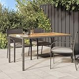 AKUUJJIO Outdoor Möbel Gartentisch 150x90x75cm Polyrattan und Akazienholz Grau Möbel