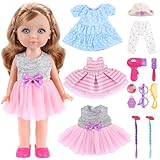 GAGAKU Puppe mit Haaren, 30cm Baby Puppe für Kinder ab 2 3 4 5 6+ Jahre, Baby Puppen mit Langen Haaren zum Kämmen, Spielzeug Puppe mit Puppen Zubehör