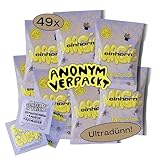 einhorn ultra dünne Kondome I Jahresvorrat Magic im Geheimpaket I 49 Stück I Standardgröße 53 mm I vegane, hormonfreie Verhütung I natürlicher Gleitfilm I nachhaltig und sichere