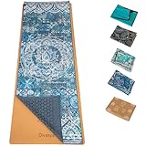 Divasya Yoga-Handtuch-Set (recycelte Mikrofaser): 1 rutschfestes Yoga-Handtuch (Antirutsch-Noppen), 183x61cm, als Yogamatten-Auflage, für Reise/Studio, Plus 1Gesichtshandtuch (Ink Blue)