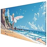 Malen Nach Zahlen Erwachsene Groß 120x50cm Malen Nach Zahlen Strand Basteln Erwachsene Elf Paint by Numbers Adult Kit DIY Acrylfarbe Ölgemälde Set für Anfänger, Geschenke für Frauen Herbst Deko C-26