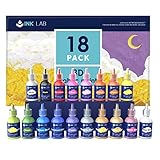 INK LAB Stofffarben Set 18 Farben 3D Wasserfest Textilfarbe Stoffmalfarben mit Pinsel für Kleidung Glas Textil Stoff Leinwand T-Shirts Holz Kinder Erwachsene,30ml/Flasche