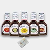 SWEET BABY RAY'S® | BBQ Saucen - 5er MIX (5 x 425ml) Original amerikanische Barbecue Sauce | USA Grillsauce mit rauchigem, smoke Geschmack + Benefux. Erfrischungstuch