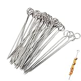 AEKZOX 30-teiliges Set wiederverwendbarer Rollnadeln, rostfreie, stabile Rollnadeln aus Edelstahl, für Meeresfrüchte und Gemüse (15 cm) (silberfarben)