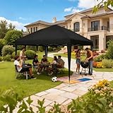 Pavillon 3x3m Pop-up – Höhenverstellbarer Faltpavillon, Wasserdicht & UV-beständig (210D), Gartenpavillon mit 4 Sandsäcke, Tragetasche, Kinderleichter Aufbau, Ideal für Outdoor & Partys, (Schwarz)