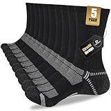 Cirorld Socken Herren 43-46 37-42, Atmungsaktive Wandersocken, Gepolstert Sportsocken Tennissocken, Laufsocken Trekkingsocken Arbeitssocken 5 Paar Schwarz 43-46