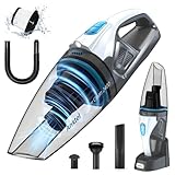 Anktel Handstaubsauger 9000Pa mit Ladestation& LED Beleuchtung Handstaubsauger Akku Kabellos Nass&Trocken Handsauger mit Waschbar HEPA-Filter Beutellos per Auto, Haus -PowerClean 2400-