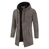 Vekewsap Strickmantel Herren Fleecejacke Schlank Strickjacke Kordelzug Einfarbig Sweatshirt Mit Kapuze Winterjacke Cardigan Übergangsjacke Kapuzenpullover Kapuzenjacke Sweatjacke