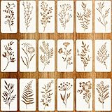 Jeffdad 18 Stück Blumen Schablone, Wiederverwendbar Wildblumen Schablonen zum Malen, 15 * 7,5 cm Malschablonen DIY Vorlagen Malerei Schablonen Set für Scrapbooking Holz Boden Wand Fliesen