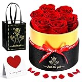 Rosenbox mit Konservierte Blumen- 7 Infinity Rosen Ewige Rose- Echte konservierte Rosen Geschenk für Freundin Frau Frauen Wedding Dekor Valentinstag Muttertag Geburtstag