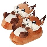 corimori Süße Plüsch Hausschuhe (10+ Designs) Fuchs „Faye“ Slipper Einheitsgröße 34-44 Unisex Pantoffeln Orange