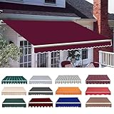 Markisen Ersatzstoff, Ersatztuch Für Einziehbare Klemmmarkise, Markisenbespannung Canvas Markisenstoff, Terrasse Markise Ersatz-Bezug Garten Sonnenschutz Polyester Überdachung(Date Red,4x1.5m/13x5ft)