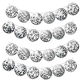 VIKY Disco Deko Girlande Silber, 2 Stück Glitzer Discokugel Deko Girlande Banner, Disco Dekoration, Diskokugel Girlanden für Geburtstag, Neujahr Deko, Karneval, 80er 90er Jahre Disco Party Deko