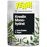 natural elements Creatin Monohydrat – 500g ultrafeines Pulver (Meshfaktor 200) – 166 Portionen reines Kreatin – hochdosiert – vegan, ohne unnötige Zusätze – in Deutschland entwickelt & laborgeprüft