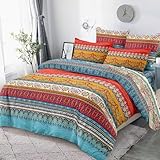 Nesture Bettwäsche 135x200 2 Teilig Boho, Bettwäsche-Sets Microfaser Indischen Mandala Bohemian Bettbezug 135 x 200 bügelfrei & weich - 1 Duvet Cover und 1 Kissenbezug 80x80 mit Reißverschluss