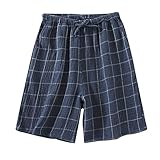 luoluoluo Schlafanzughose Herren Kurz Hose Baumwolle Kariert Pyjamahose Kurze Shorts Sommerhose Kariertes Pyjama Hosen Männer Loungewear Freizeithose