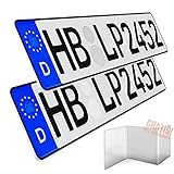 L & P Car Design KFZ Kennzeichen Auto Nummernschild 2 Stück 520mm x 110mm Wunschkennzeichen DIN Autokennzeichen Fahrradträger Anhänger LKW Wunschprägung amtliches Autoschild (2 Stück) 52cm x 11cm