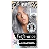 L'Oréal Paris Intensive dauerhafte Haarfarbe, Bis zu 8 Wochen glänzendes Haar und intensive Farbe, Préférence Vivid Colors, Farbe: 10.112 SILVER GREY, 1 Stück