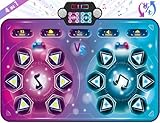 Tanzmatte für zwei Benutzer, Elektronische Tanzmatte (Einzelspielermodus&Zwei-Spieler-Modus), Tanzspiele Spielmatte mit LED Batterie Box Spielzeug Weihnachtsgeburtstagsgeschenk für Mädchen&Jungen 3-12