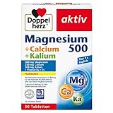 Doppelherz Magnesium 500 + Calcium + Kalium - Hochdosiertes Magnesium als Beitrag für die normale Muskelfunktion und das Elektrolytgleichgewicht - 30 Tabletten