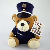 Teddywelt Polizei Teddy mit Blauer Mütze, Plüschtier Kuscheltier Bär 28 cm – Original seit 1996