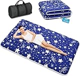 Kiseely Japanische Futon-Matratze, Faltbare Tatami-Matte, tragbare Schlafunterlage mit Tasche und Gurt, Bodenmatratze, verdickte Schlafmatratze, Camping-Matratze (Blau YU1,90X200cm)