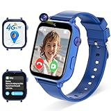 Alutoria 4G Kinder Smartwatch, Smartwatch für Kinder mit GPS und Telefon, GPS Kinderuhr Videoanruf Voice Chat, WiFi SMS-Empfang Wecker SOS Schulmodus Schrittzähler, Kindergeschenke (A2203, Blau)