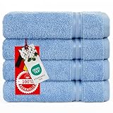Hammetex 4er Handtücher Set, 100% Baumwolle Premium Qualität Groß 50x100cm Handtuch, Weich Saugstark Schnell Trocknendes Händehandtuch, Hellblau