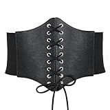 RHZXD Damen Korsett Gürtel, Elastischen Breiten Band Schnürkorsett, Damens Corset Belt, Gürtel HüftgurtWaist Trainer, Taillenformer für Damen (Schwarz)