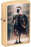 Zippo Sturmfeuerzeug - Gladiator Design - Gold - Brushed Brass - Colour Image - Nachfüllbar - Wiederverwendbar - Windfestes Design - Geschenkbox - Made in USA