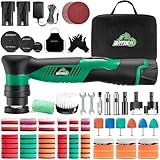BATOCA S5 Mini Akku Poliermaschine, Rotations und Exzenter Poliermaschine, Auto Polierer Set mit 2 12V 2.0Ah Batterie, 25mm/50mm/75mm Polierteller, für die Autodetailing, Scheinwerfer Aufbereitung Set