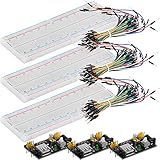 AZDelivery 3 x MB 102 Breadboard Kit - 830 Breadboard, Netzteil Adapter 3,3V 5V, 65Stk Steckbrücken kompatibel mit Arduino inklusive Ebook!