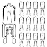 Halogen Leuchtmittel G9 (12 StüCke) Halogen G9 40w 230v, 560LM 2700K Warmweiß Dimmbar Kein Flackern Halogenlampen Stiftsockellampe Für Backofenlampe 300°C Mikrowellen Herd,Deckenleuchten,Wandlampe