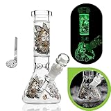 Masenyee 20cm klein Fluoreszierend minibong mit 14.5mm Schüssel und Sieb, Rauchen Glaspfeife bong, Robustes und dickes bong, Rauchen Anfänger, Kompakt zu tragen, Chillum Wasserpfeife-Pear White