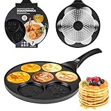 KARL HAUSMANN Pancake Pfanne Kinder mit Smiley Motiv - Spiegeleipfanne Ø 26cm mit Antihaftbeschichtung, für Induktion Ceramik Gas und Elektro, 7 x Form Maker Eierpfanne Pancakes Spiegelei Poffertjes