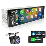 1-DIN Autoradio mit Bildschirm, 1Din Radio Apple CarPlay & Android Auto -6.9' Touch Display Autoradio mit Navi Bluetooth, Rückfahrkamera-Eingang USB FM/RDS