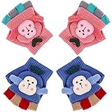 Auidy_6TXD 2 Paar Kinder Halbfinger Handschuhe Warme Winterhandschuhe für Mädchen und JungenFingerlose Fingerhandschuhe mit Flip Top Jungen Mädchen Winter Handschuhe, 1-5 Jahre