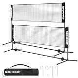 SONGMICS Badminton-Netz, 3 m, Volleyballnetz mit höhenverstellbaren Pfosten, tragbares Netz für Tennis, Junior, Beach-Volleyball, Pickleball, Garten, Park, Outdoor, Schwarz SYQ300HV1