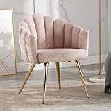 chairus Stoff Armlehnensessel für Wohnzimmer Modern Polsterstuhl mit Metallbeinen Relaxsessel für Schlafzimmer Balkon (Rosa)