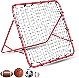 Hibtn Fußball Rebound Netz Rebounder Faltbar Sports Prellwand aus Stahlrahmen Rot