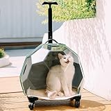 Hunde Transportbox mit Rollen, Transporttasche für Katzen und kleine Hunde, Hundetasche & Katzentasche bis 12,5kg, Katzen Transport Box mit Teleskopgriff für Reisen/Spaziergänge/Camping